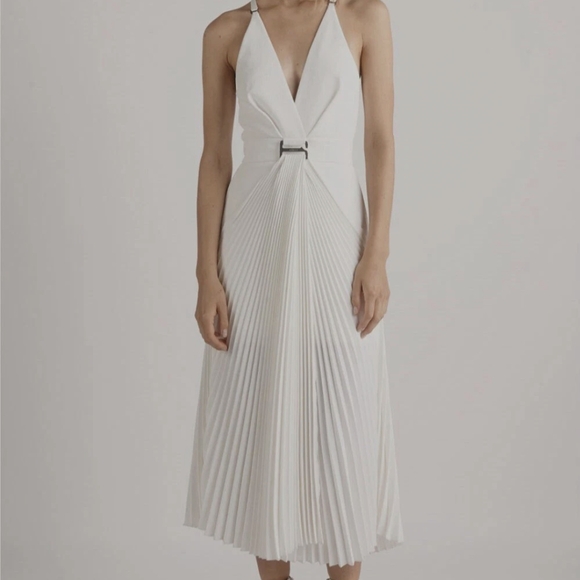 Dion Lee Dresses & Skirts - Dion Lee white Pleated Draped Marilyn Monroe midi Dress $1150 sz 4